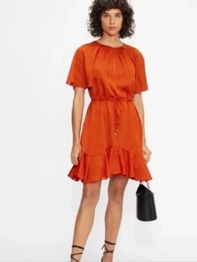 Ted Baker Orange Fluted Hem Dress 💐